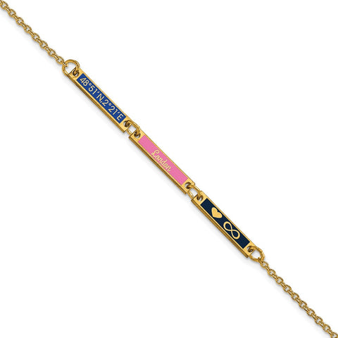 10KY Brushed Epoxied 3 Station Bracelet-WBC-10XNA1183/3Y