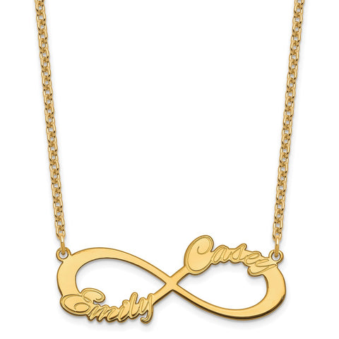 Sterling Silver/Gold-plated 2 Name Infinity Necklace-WBC-XNA1191GP