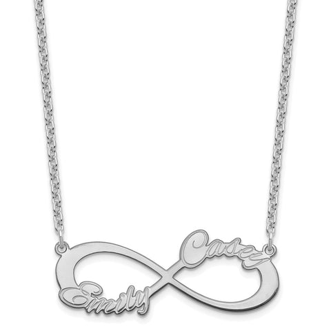 Sterling Silver/Rhodium-plated 2 Name Infinity Necklace-WBC-XNA1191SS