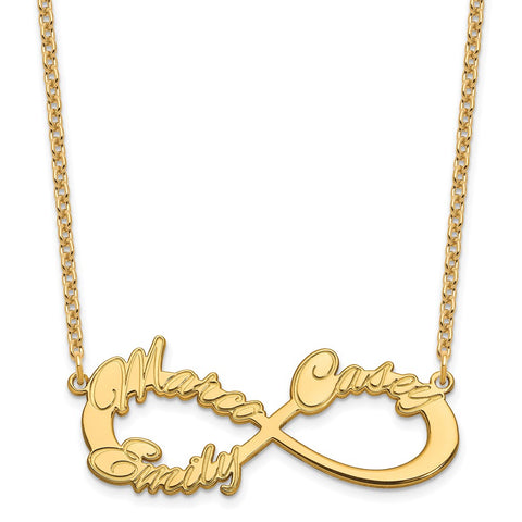 Sterling Silver/Gold-plated 3 Name Infinity Necklace-WBC-XNA1192GP