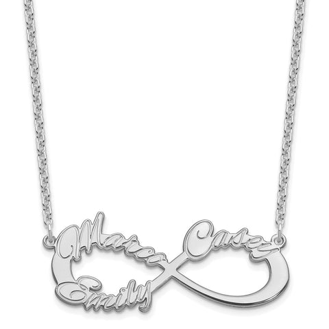 Sterling Silver/Rhodium-plated 3 Name Infinity Necklace-WBC-XNA1192SS