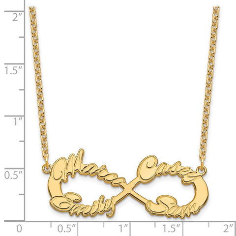 Sterling Silver/Gold-plated 4 Name Infinity Necklace-WBC-XNA1193GP