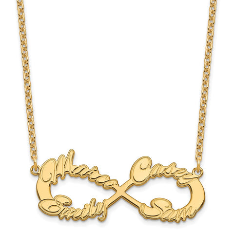 Sterling Silver/Gold-plated 4 Name Infinity Necklace-WBC-XNA1193GP