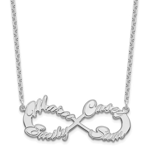 Sterling Silver/Rhodium-plated 4 Name Infinity Necklace-WBC-XNA1193SS
