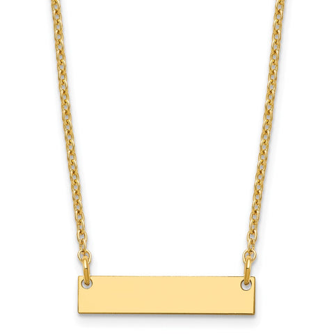 Sterling Silver/Gold-plated Small Polished Blank Bar Necklace-WBC-XNA1197GP