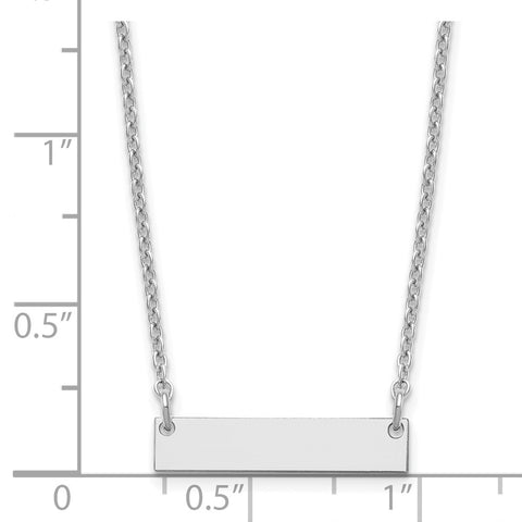 Sterling Silver/Rhodium-plated Small Polished Blank Bar Necklace-WBC-XNA1197SS