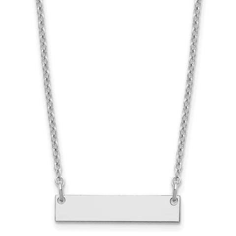 Sterling Silver/Rhodium-plated Small Polished Blank Bar Necklace-WBC-XNA1197SS