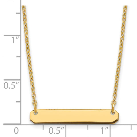 Sterling Silver/Gold-plated Small Polished Blank Bar Necklace-WBC-XNA1198GP