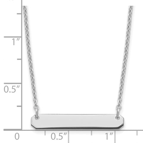 Sterling Silver/Rhodium-plated Small Polished Blank Bar Necklace-WBC-XNA1198SS