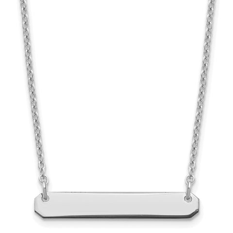 Sterling Silver/Rhodium-plated Small Polished Blank Bar Necklace-WBC-XNA1198SS