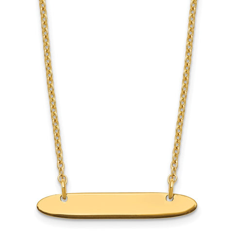 Sterling Silver/Gold-plated Small Polished Oblong Blank Bar Necklace-WBC-XNA1199GP