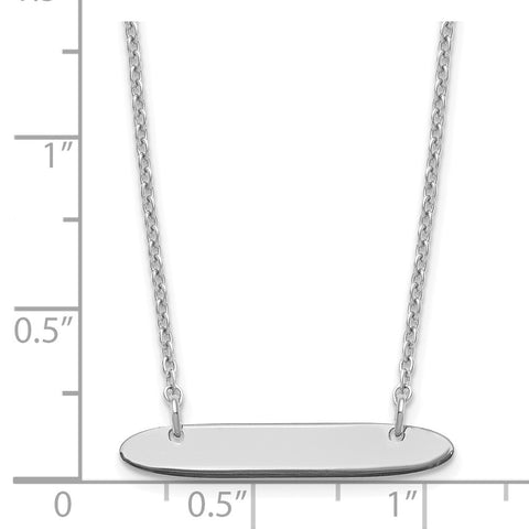 Sterling Silver/Rhodium-plated Small Polished Oblong Blank Bar Necklace-WBC-XNA1199SS