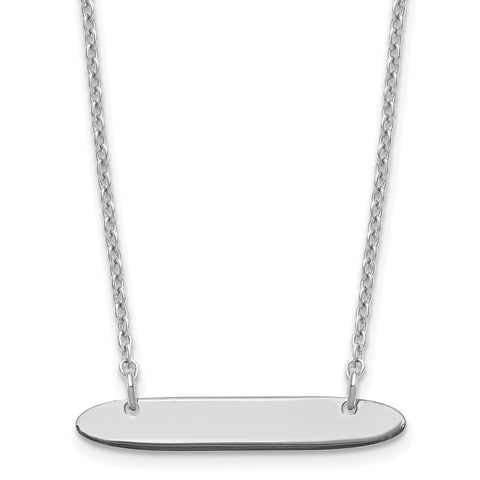 Sterling Silver/Rhodium-plated Small Polished Oblong Blank Bar Necklace-WBC-XNA1199SS