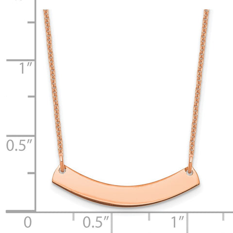 14K Rose Gold Small Polished Curved Blank Bar Necklace-WBC-XNA1200R