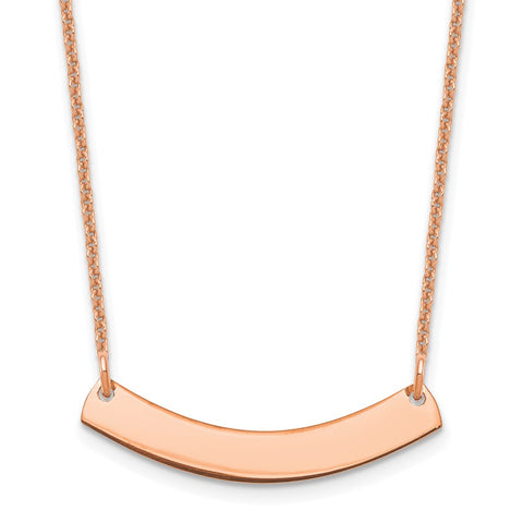 14K Rose Gold Small Polished Curved Blank Bar Necklace-WBC-XNA1200R