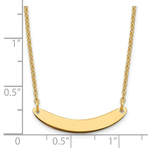 Sterling Silver/Gold-plated Small Polished Curved Blank Bar Necklace-WBC-XNA1201GP