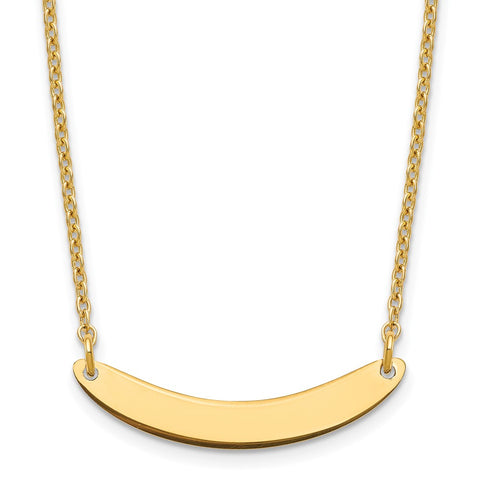 Sterling Silver/Gold-plated Small Polished Curved Blank Bar Necklace-WBC-XNA1201GP