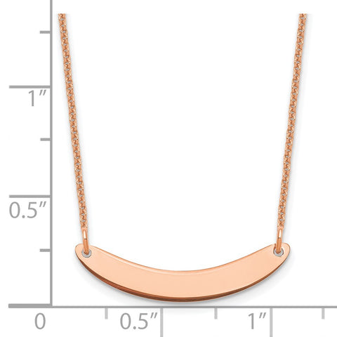 14K Rose Gold Small Polished Small Curved Blank Bar Necklace-WBC-XNA1201R