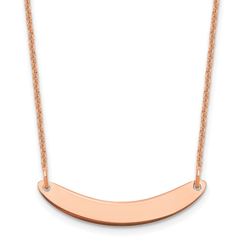 14K Rose Gold Small Polished Small Curved Blank Bar Necklace-WBC-XNA1201R
