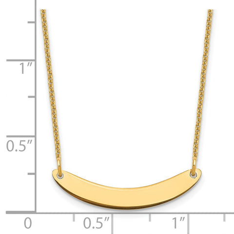 14K Small Polished Curved Blank Bar Necklace-WBC-XNA1201Y