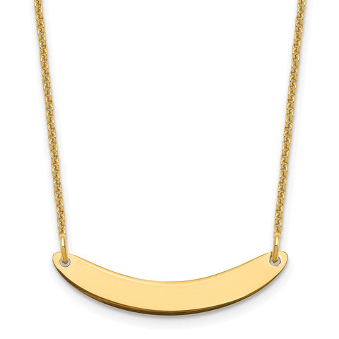 14K Small Polished Curved Blank Bar Necklace-WBC-XNA1201Y