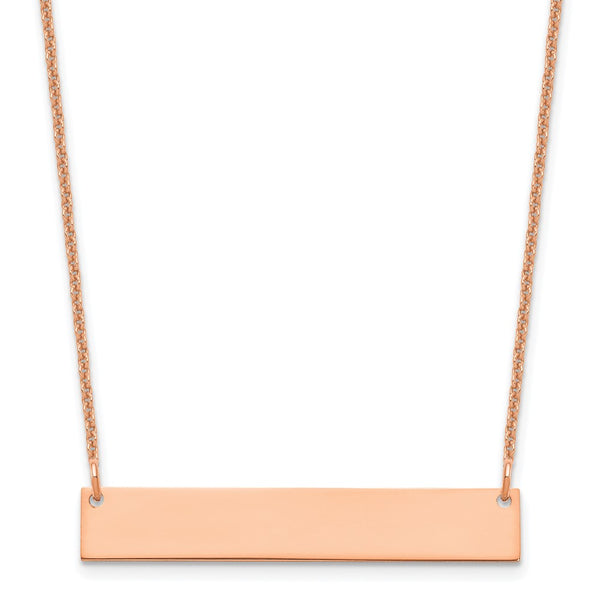 14K Rose Gold Medium Polished Blank Bar Necklace-WBC-XNA1202R
