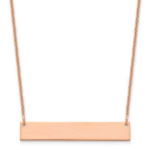 14K Rose Gold Medium Polished Blank Bar Necklace-WBC-XNA1202R