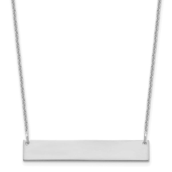 14K White Gold Medium Polished Blank Bar Necklace-WBC-XNA1202W