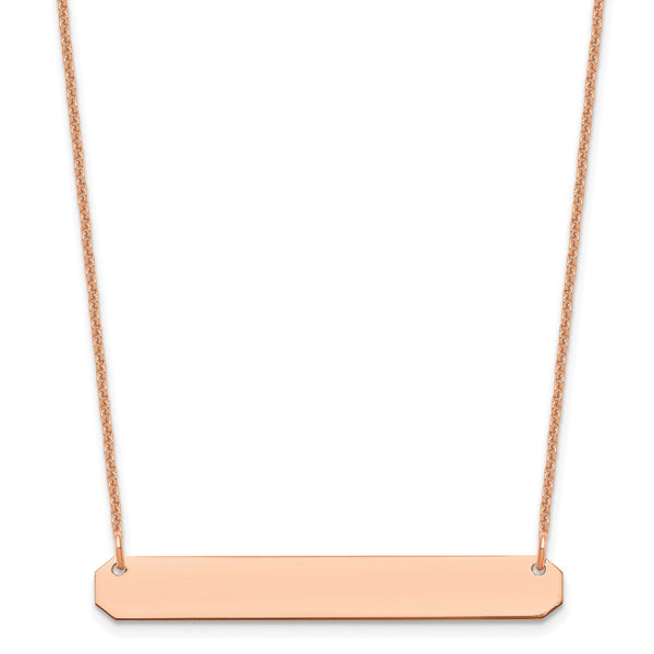 14K Rose Gold Medium Polished Blank Bar Necklace-WBC-XNA1203R