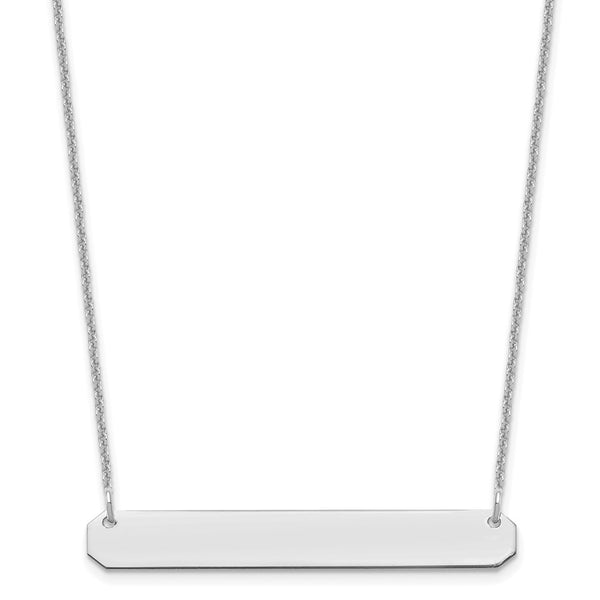 14K White Gold Medium Polished Blank Bar Necklace-WBC-XNA1203W