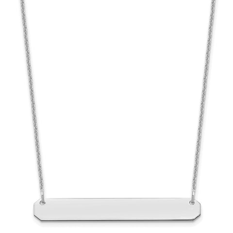 14K White Gold Medium Polished Blank Bar Necklace-WBC-XNA1203W