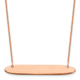 14k Rose Gold Medium Polished Oblong Blank Bar Necklace-WBC-XNA1204R