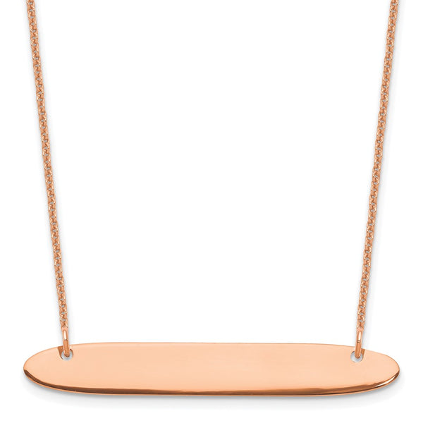 14k Rose Gold Medium Polished Oblong Blank Bar Necklace-WBC-XNA1204R