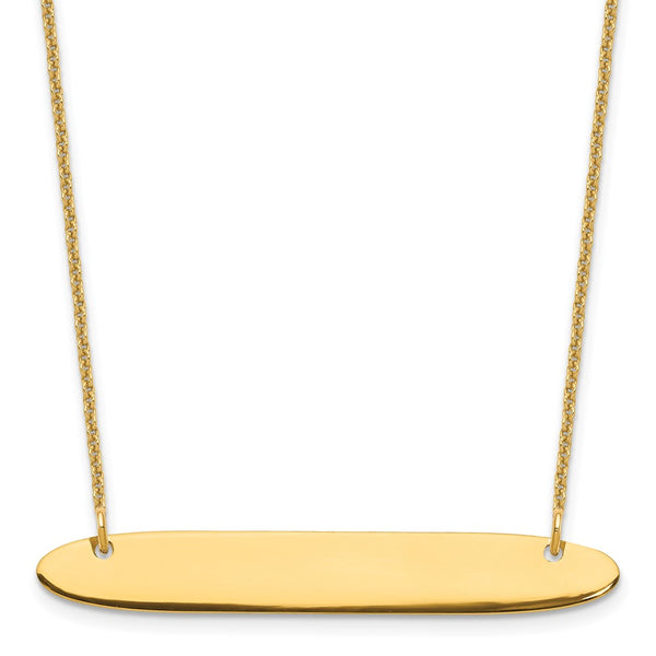 14K Medium Polished Oblong Blank Bar Necklace-WBC-XNA1204Y