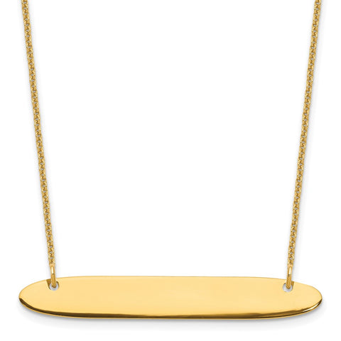 14K Medium Polished Oblong Blank Bar Necklace-WBC-XNA1204Y