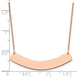 14K Rose Gold Medium Polished Curved Blank Bar Necklace-WBC-XNA1205R