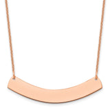 14K Rose Gold Medium Polished Curved Blank Bar Necklace-WBC-XNA1205R