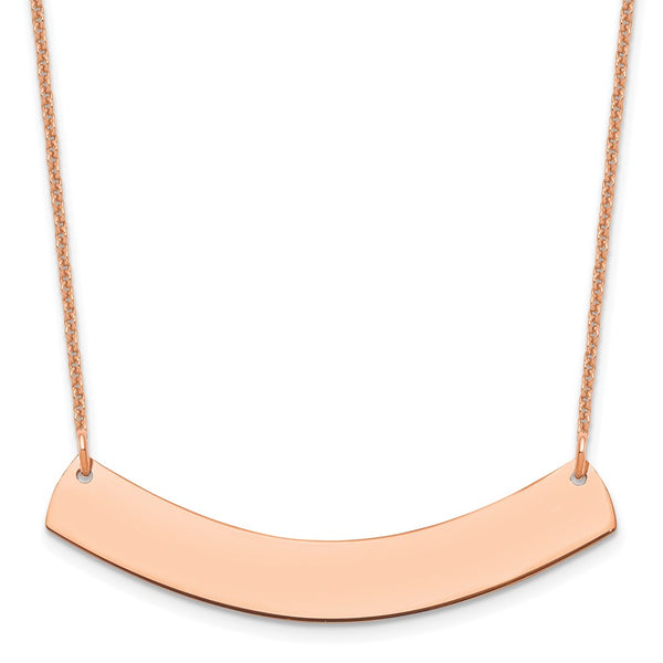 14K Rose Gold Medium Polished Curved Blank Bar Necklace-WBC-XNA1205R