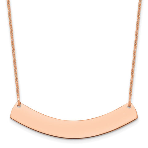 14K Rose Gold Medium Polished Curved Blank Bar Necklace-WBC-XNA1205R