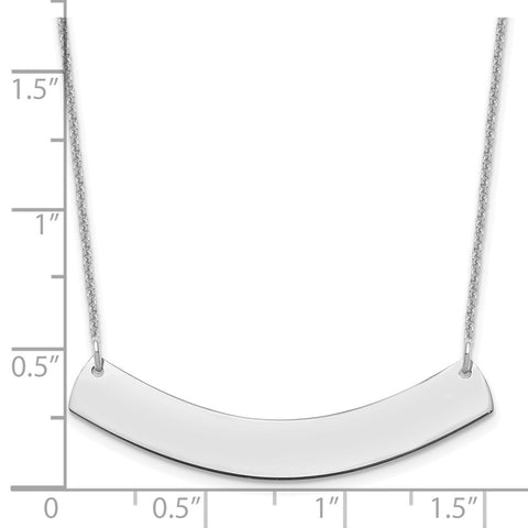 14K White Gold Medium Polished Curved Blank Bar Necklace-WBC-XNA1205W