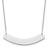 14K White Gold Medium Polished Curved Blank Bar Necklace-WBC-XNA1205W