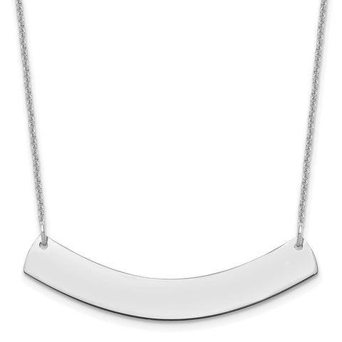 14K White Gold Medium Polished Curved Blank Bar Necklace-WBC-XNA1205W