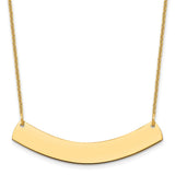 14K Medium Polished Curved Blank Bar Necklace-WBC-XNA1205Y