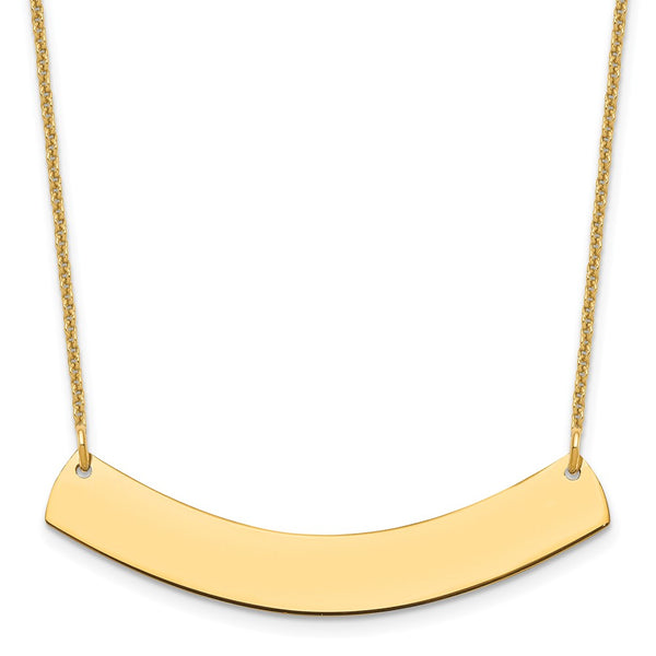 14K Medium Polished Curved Blank Bar Necklace-WBC-XNA1205Y