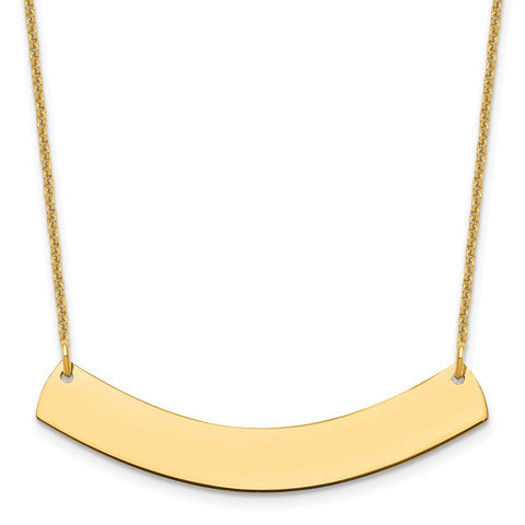 14K Medium Polished Curved Blank Bar Necklace-WBC-XNA1205Y