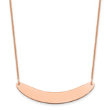 14K Rose Gold Medium Polished Curved Blank Bar Necklace-WBC-XNA1206R