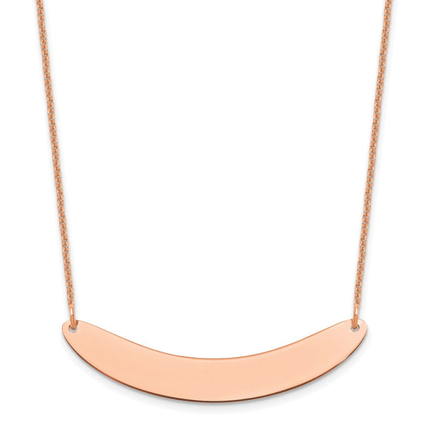 14K Rose Gold Medium Polished Curved Blank Bar Necklace-WBC-XNA1206R