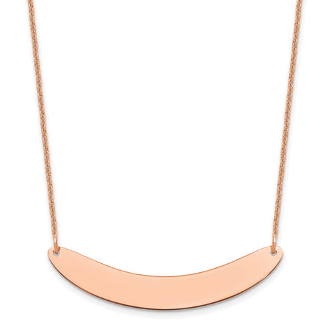 14K Rose Gold Medium Polished Curved Blank Bar Necklace-WBC-XNA1206R