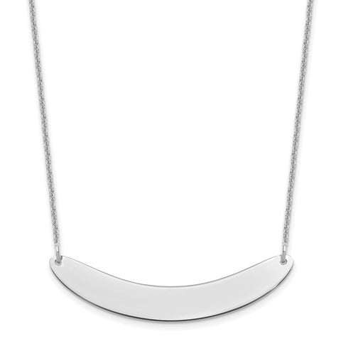 14K White Gold Medium Polished Curved Blank Bar Necklace-WBC-XNA1206W