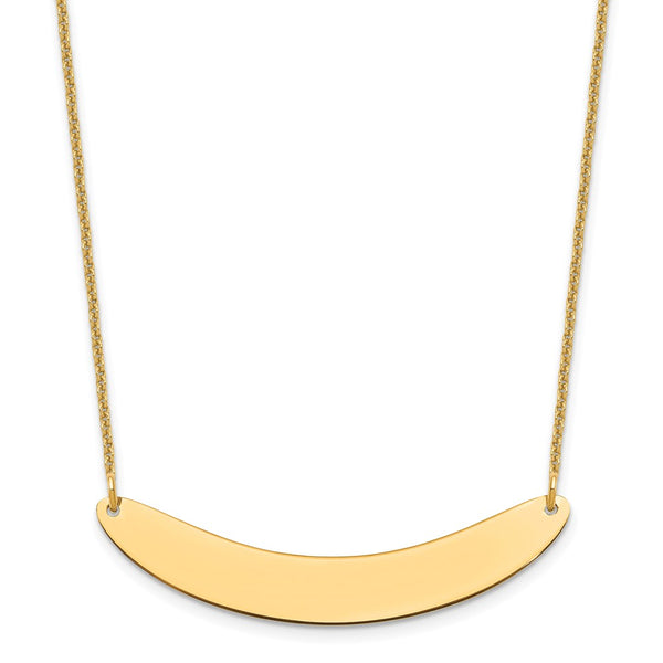 14K Medium Polished Curved Blank Bar Necklace-WBC-XNA1206Y